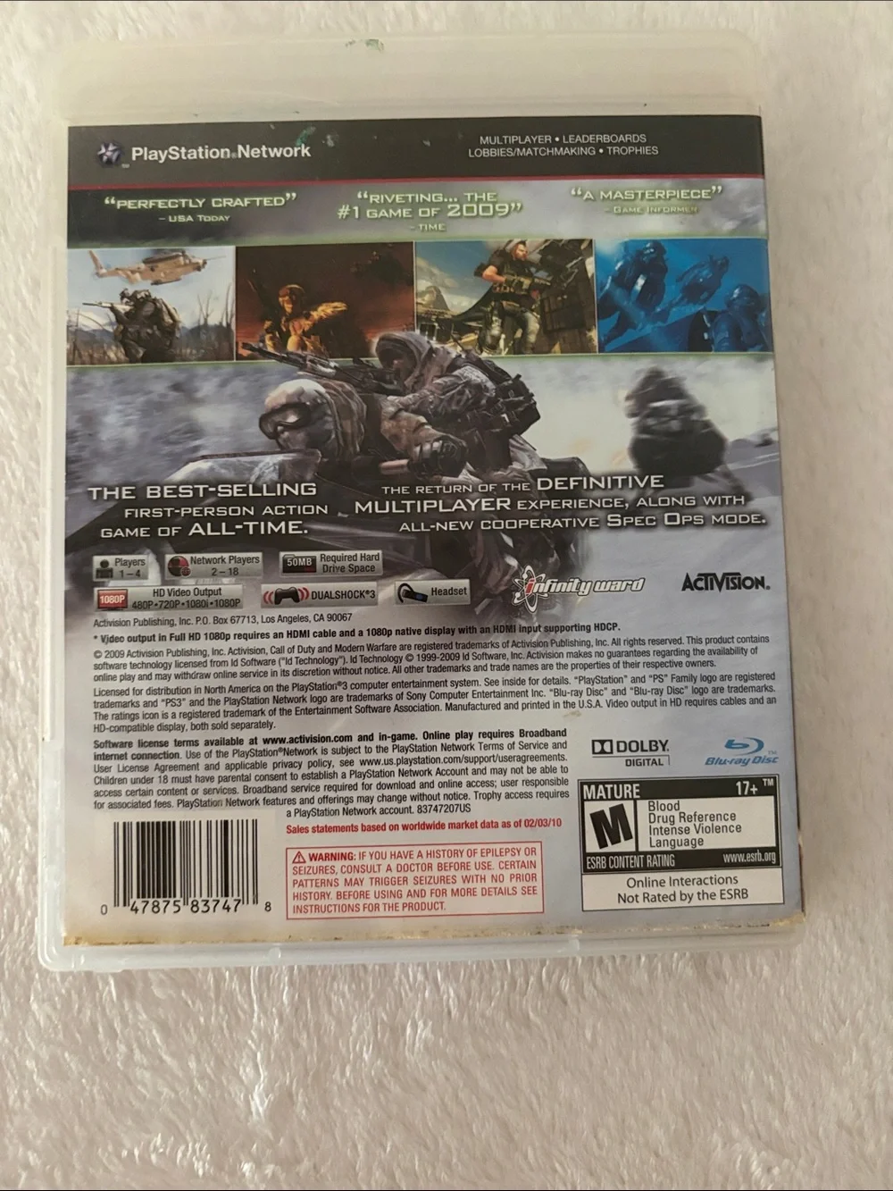 Sony PS3 Call of Duty: Modern Warfare 2 PlayStation 3 disc and manual